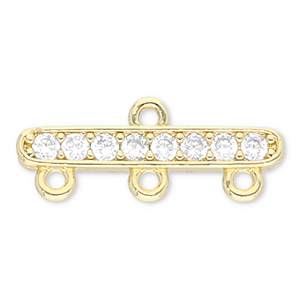 M&eacute;tal TQ laiton connecteur avec 3 anneaux Dor&eacute;-transparent