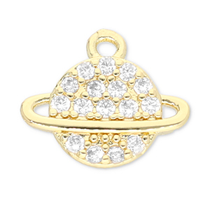 M&eacute;tal TQ laiton breloques plan&egrave;te Dor&eacute;-transparent