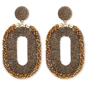 Boucles d'oreilles tendance avec perles en verre ovale Marron dor&eacute;-AB coating