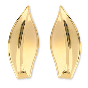 Boucles d'oreilles / puces en acier Inox feuille Dor&eacute;