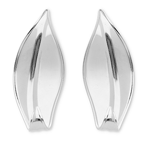 Boucles d'oreilles / puces en acier Inox feuille Argent&eacute;