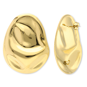 Appr&ecirc;ts en acier Inox boucles d'oreilles / puces d&rsquo;oreilles ovale avec anneau Dor&eacute;