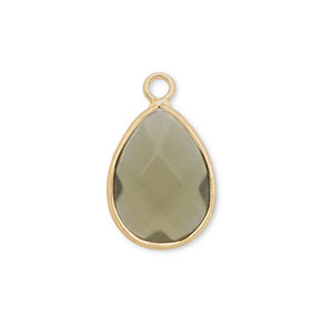 Pierres naturelles pendentifs goutte Marron/vert olive transparent-dore