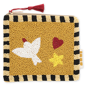 BY31&reg; Trousse oiseau avec c&oelig;ur & &eacute;toile Marron moutarde-dor&eacute; clair-noir-multicolore