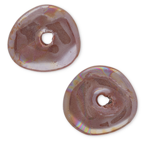 Perles en c&eacute;ramique DQ grecque donut Mauve fonc&eacute;