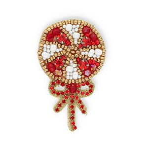 Broches sucette avec n&oelig;ud Rouge-blanc-dor&eacute;