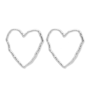 Boucles d'oreilles puces en acier Inox c&oelig;ur Argent&eacute;