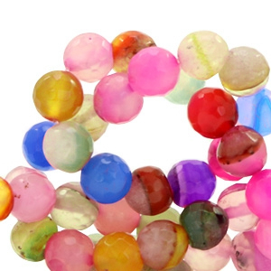 Pierres naturelles Agate facett&eacute;es 8mm Multicolore