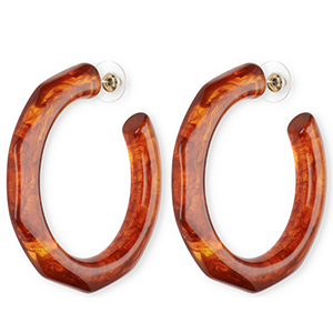 Boucles d'oreilles&nbsp;/&nbsp;puces r&eacute;sine tendance Marron ambre fonc&eacute;