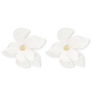Boucles d'oreilles&nbsp;/&nbsp;puces r&eacute;sine tendance fleur Blanc-dor&eacute;