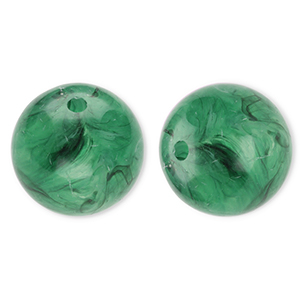 Perles acryliques 20 mm rond Vert fonce-marbr&eacute;