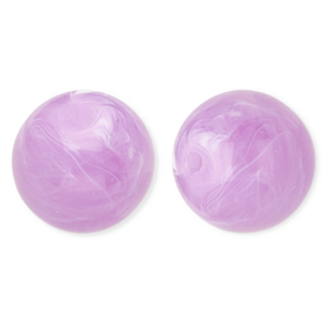 Perles acryliques 20 mm rond Violet lavande-marbr&eacute;