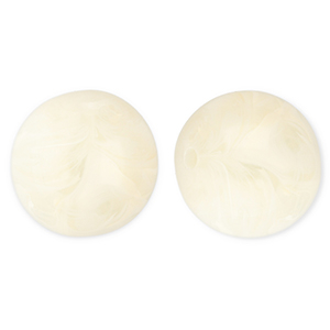 Perles acryliques 20 mm rond Blanc cass&eacute;-marbr&eacute;