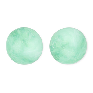 Perles acryliques 16 mm rond Vert menthe-marbr&eacute;