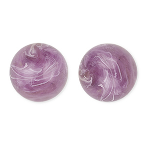 Perles acryliques 16 mm rond Violet-marron-marbr&eacute;