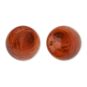 Perles acryliques 16 mm rond Marron ambre-marbr&eacute;