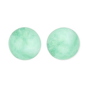 Perles acryliques 12 mm rond Vert menthe-marbr&eacute;
