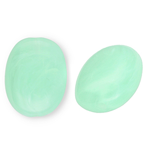 Perles acryliques ovale Vert menthe-marbr&eacute;