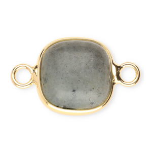 Pierres naturelles pendentifs connecteur 12x12&nbsp;mm Gris-dor&eacute;