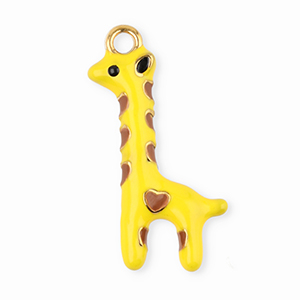 Breloques en acier Inox girafe Jaune-marron-noir