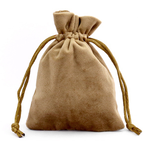 Sachet &agrave; bijoux en velours Marron
