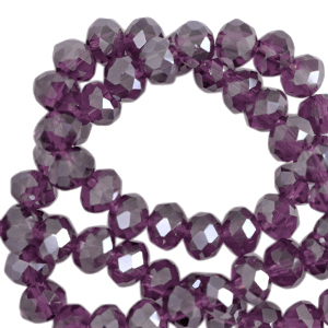 Perles &agrave; facettes 8x6mm disque Heishi Violet aubergine-pearl shine coating