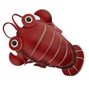 Porte monnaie en cuir homard Rouge-beige sable-noir-blanc