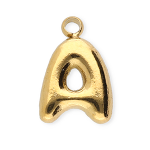 Breloques en acier Inox lettre A Dor&eacute;