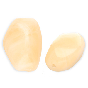 Perles acryliques rectangle Jaune vanille-marbr&eacute;