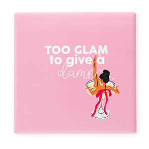 BY31&reg; Carreau avec texte "Too glam to give a damn" Rose-blanc-rouge-noir