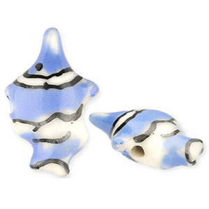 Perles en c&eacute;ramique poisson clown Bleu-blanc cass&eacute;-noir