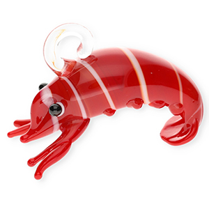 Breloques en verre peintes &agrave; la main homard Rouge fonc&eacute;-blanc