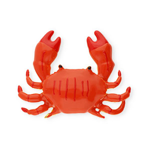 Breloques en laiton Eco-brass&reg; &eacute;maill&eacute;e crabe Dor&eacute;-orange-rouge-noir