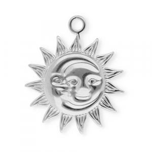 Breloques en acier Inox soleil & lune Argent&eacute;