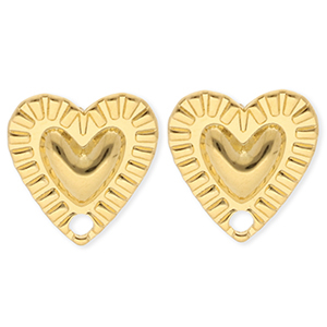 BY31&reg; Appr&ecirc;ts en acier Inox boucles d'oreilles&nbsp;/&nbsp;puces d&rsquo;oreilles coeur avec anneau Dor&eacute;