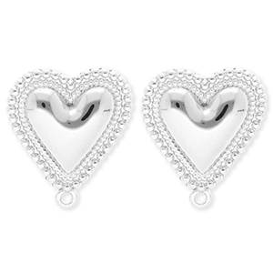 BY31&reg; Appr&ecirc;ts en acier Inox boucles d'oreilles&nbsp;/&nbsp;puces d&rsquo;oreilles coeur avec anneau Argent&eacute;