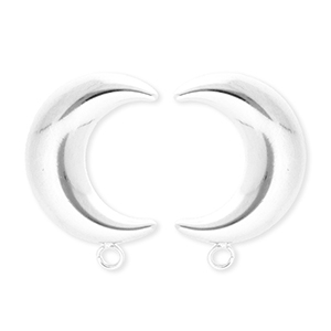 BY31&reg; Appr&ecirc;ts en acier Inox boucles d'oreilles&nbsp;/&nbsp;puces d&rsquo;oreilles lune avec anneau Argent&eacute;
