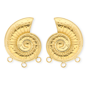 BY31&reg; Appr&ecirc;ts en acier Inox boucles d'oreilles&nbsp;/&nbsp;puces d&rsquo;oreilles coquillage avec 3 anneaux Dor&eacute;