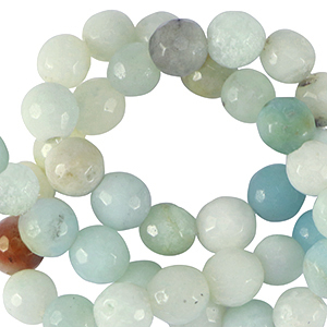 Pierres naturelles Calc&eacute;doine (Quartz) 4mm facett&eacute;es Bleu turquoise multicolore