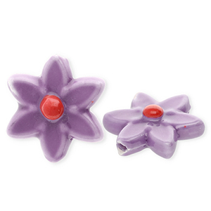 Perles en c&eacute;ramique fleur Mauve fonc&eacute;