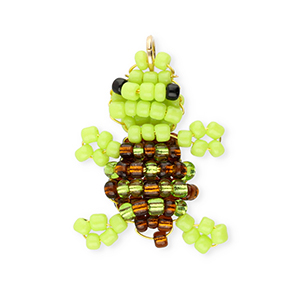 BY31&reg; Breloques en perles de verre tortue Vert lime-marron-noir-dor&eacute;