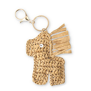 Porte-cl&eacute;s cheval au crochet Dor&eacute;-marron clair