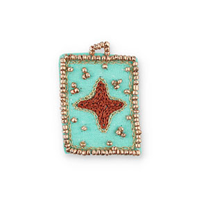 Breloques en tissu faites main etoile Turquoise-marron-dor&eacute;