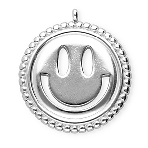 BY31&reg; Breloques en acier Inox smiley Argent&eacute;