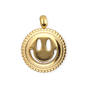 BY31&reg; Breloques en acier Inox smiley Dor&eacute;