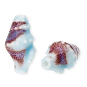 Perles en c&eacute;ramique buccin Bleu clair-marron