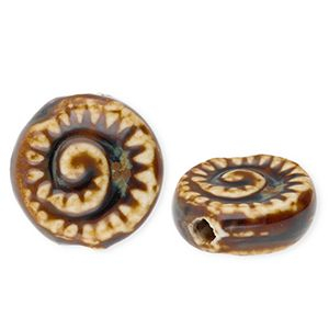 Perles en c&eacute;ramique fossile Marron fonc&eacute;-marron clair