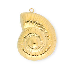 Breloques en acier Inox coquille Dor&eacute;