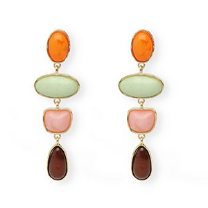 Boucles d'oreilles&nbsp;/&nbsp;puces tendance avec tige en acier inoxydable Dor&eacute;-orange chaud-vert-rose-marron