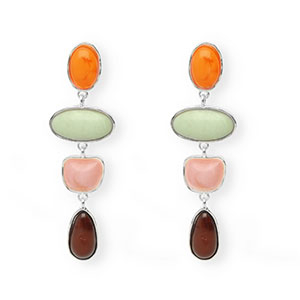 Boucles d'oreilles&nbsp;/&nbsp;puces tendance avec tige en acier inoxydable Argent&eacute;-orange chaud-vert-rose-marron